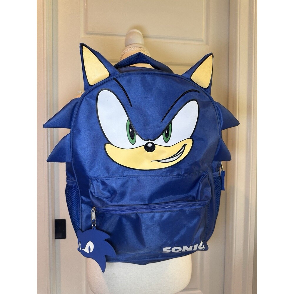 Sonic The Hedgehog Kids Backpack Blue 3D Ears & Quills SEGA School Bookbag